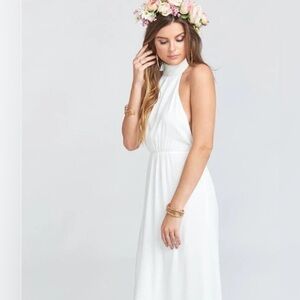 NWT Show Me Your MuMu SMYM Collette Collar Halter Maxi Dress Gown in White, S